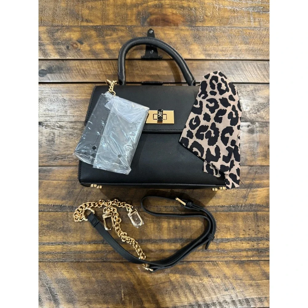 nwt Anne Klein Mini Flap Top Handle Crossbody‎ Handbag With Enamel Turn Lock
